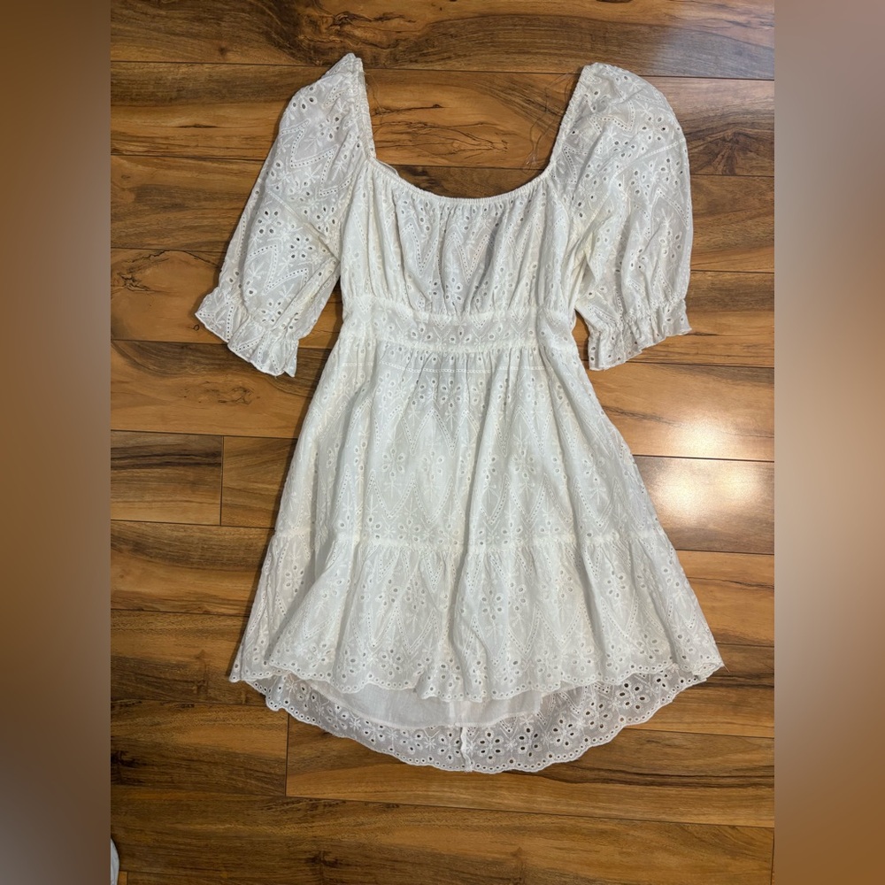 Francesca's Collections White Eyelet Midi Dress